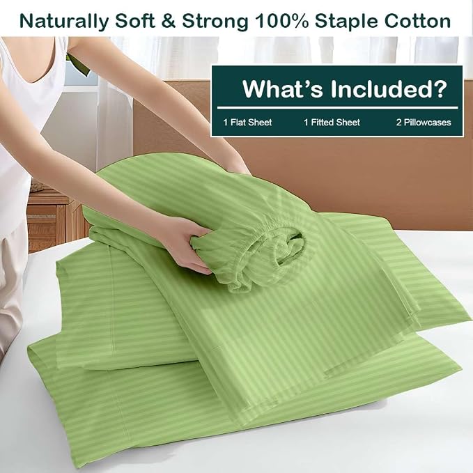 NON Sticky cotton Twin Size Sleeper Sofa Sheets, 4 Piece Egyptian Cotton Bed - Image 3