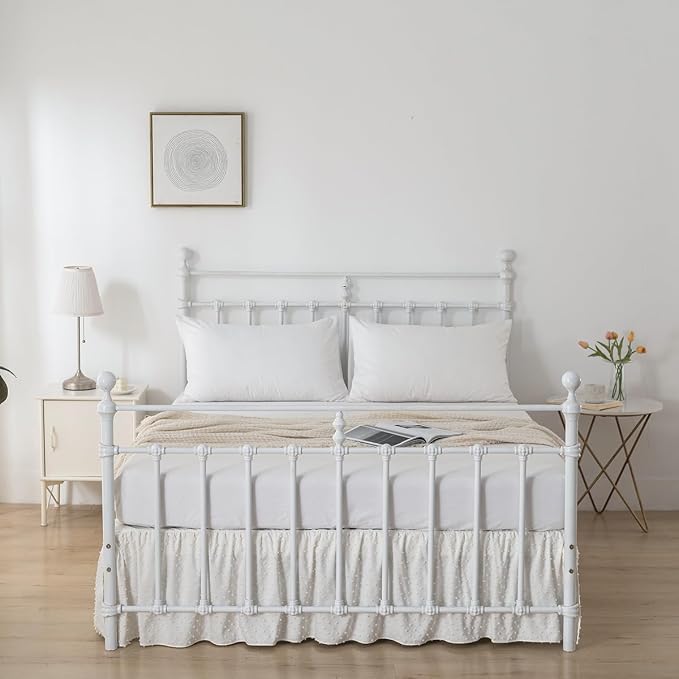 Tufted Dot Bed Skirt Full Size Ruffled Bed Skirt - Image 7