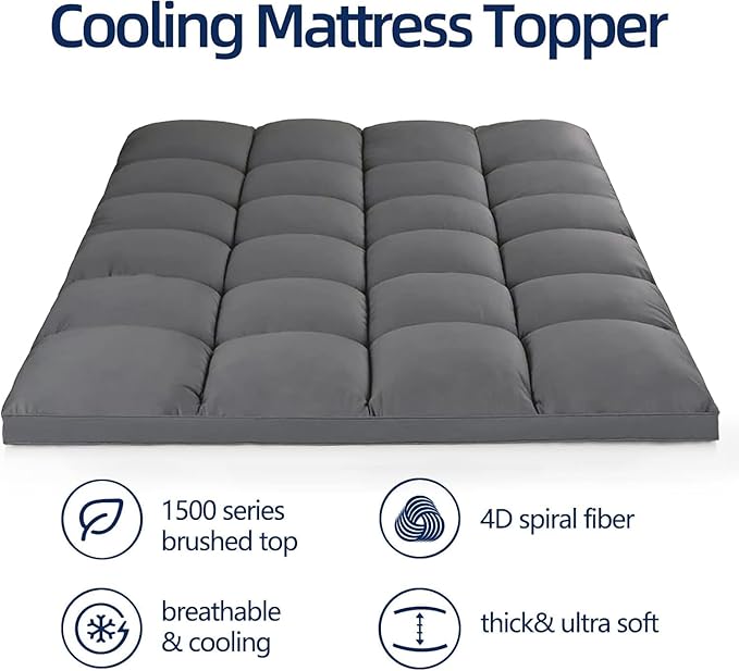 Mattress Topper Twin for Back Pain, Extra Thick Mattress Pad Cover, Plush - Image 2