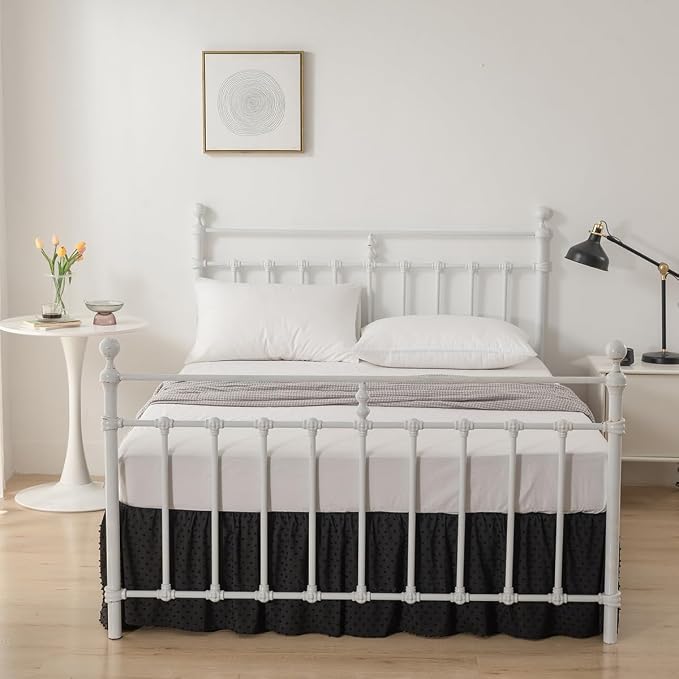 Tufted Dot Bed Skirt King Size Ruffled Bed Skirt - Image 6