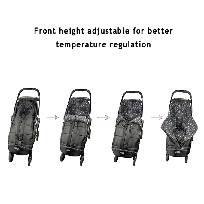 Front Height Adjustable Winter Waterproof Stroller Bunting Bag, Winter Stroller - Image 6