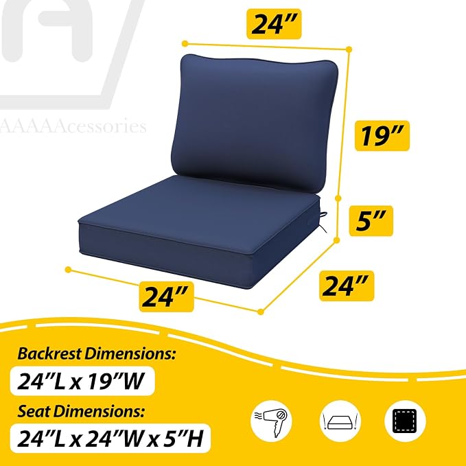 AAAAAcessories Outdoor Deep Seat Cushions, Waterproof, Fade-Resistant Patio - Image 5