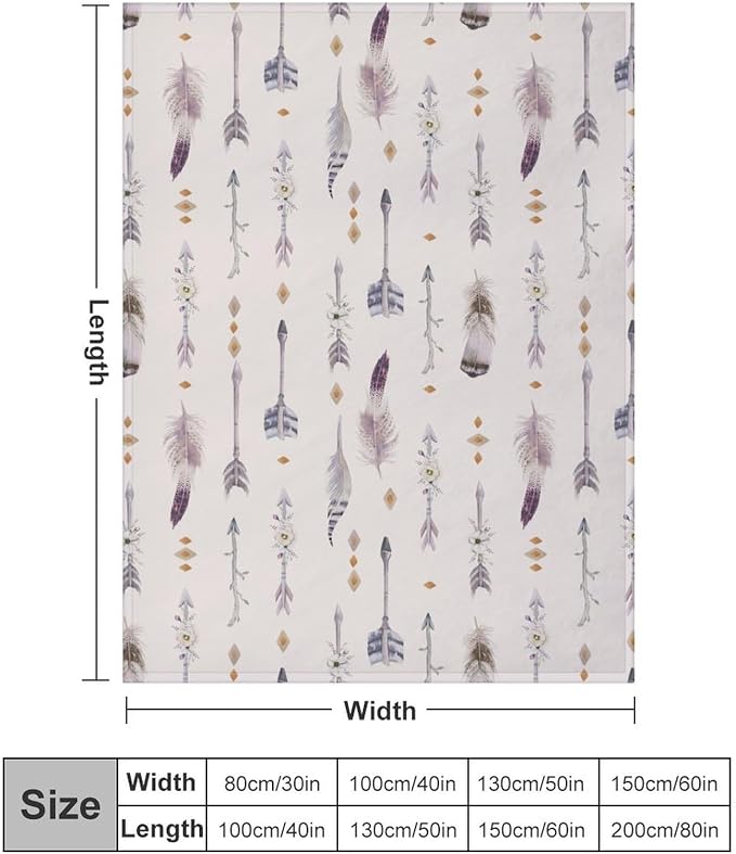 Boho Tribe Blanket, Bohemian Aztec Ethnic Tribe Native Tribal Arrows Feathers - Image 2