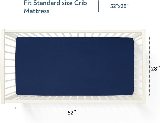 Waterproof Crib Sheets for Boys 2 Pack, Fitted Baby Crib Sheet Neutral 52" x - Image 6