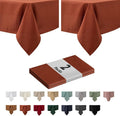 maxmill 2 Pack Rectangle 52 x 70 Inch Rust Slubby Textured Tablecloth by maxmill
