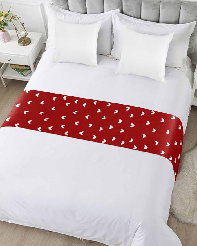 Valentine's Day White Love Hearts Bed Runners - Image 3