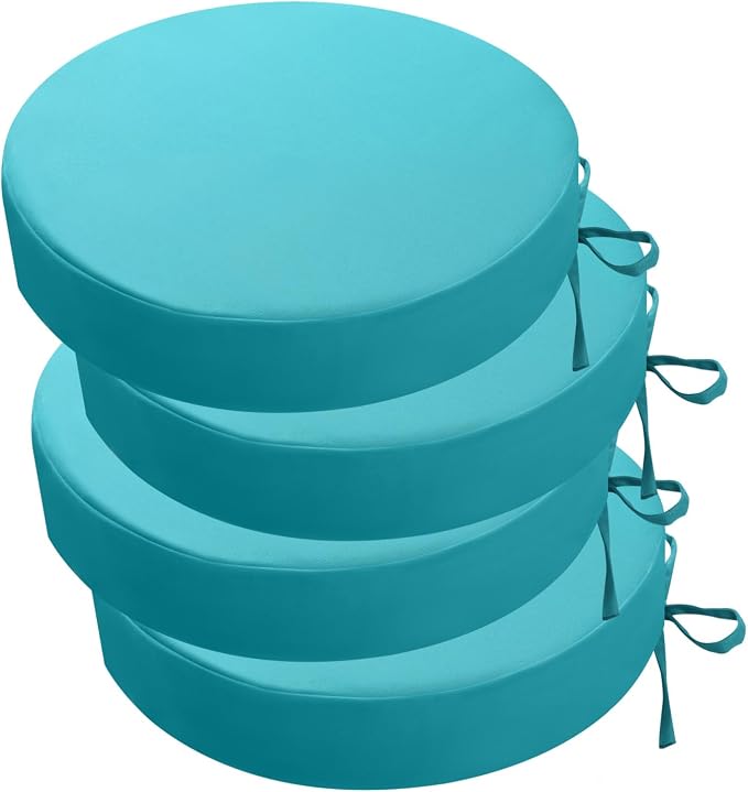 idee-home Outdoor Bistro Chair Cushions, 15”x15”x 3” Thick Outdoor Round Seat by idee-home