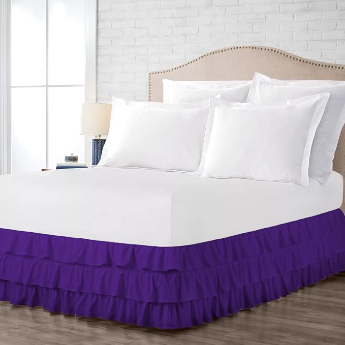 Multi-Ruffle Bed Skirt, Soft Multi Elastic Dust Ruffles - Image 4