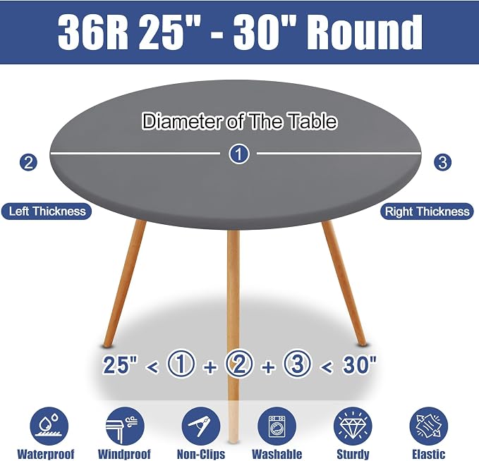 Round Spandex Tablecloth, Elastic Fitted Waterproof Tablecloths - Image 8