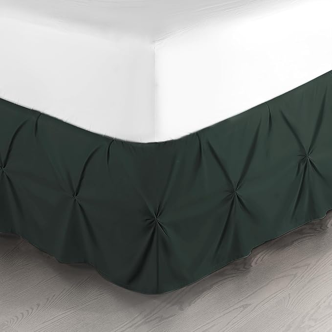 Nestl Forest Green Bed Skirt Cal King Size, Pinch Pleat Cal King Bed Skirt by Nestl
