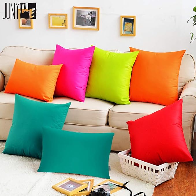 Thmyo 4-Pack 100% Cotton Lumbar Comfortable Solid Decorative Throw Pillow Case - Image 4