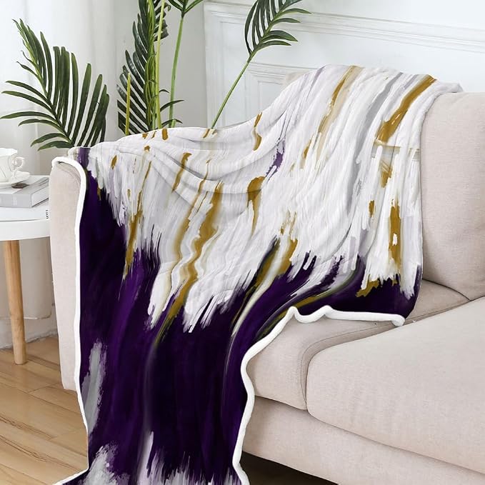 Abstract Ombre Throw Blankets, Modren Chic Art Oil Painting Cozy Warm Bed Couch - Image 4