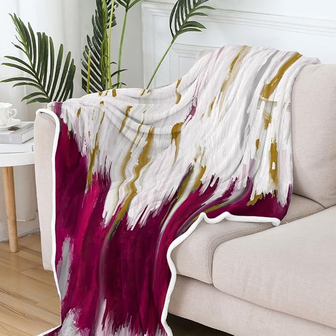Abstract Ombre Throw Blankets, Modren Chic Art Oil Painting Cozy Warm Bed Couch - Image 4