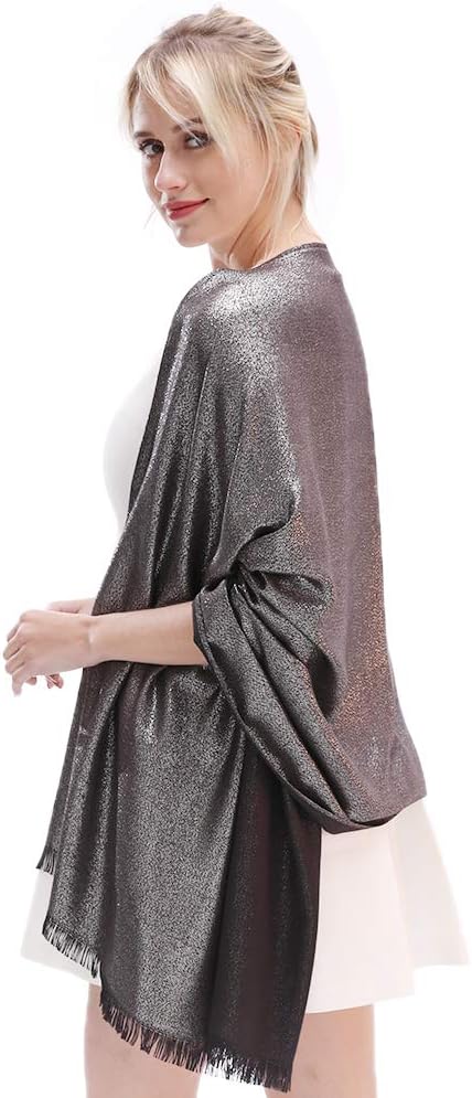 LMVERNA Women's Sparkling Metallic Soft Pashmina Shawls and Wraps Scarf in - Image 7