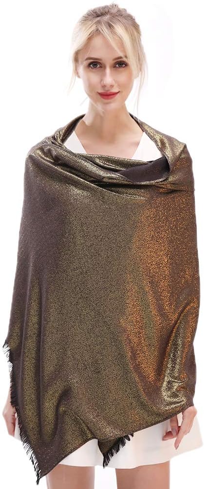 LMVERNA Women's Sparkling Metallic Soft Pashmina Shawls and Wraps Scarf in - Image 2
