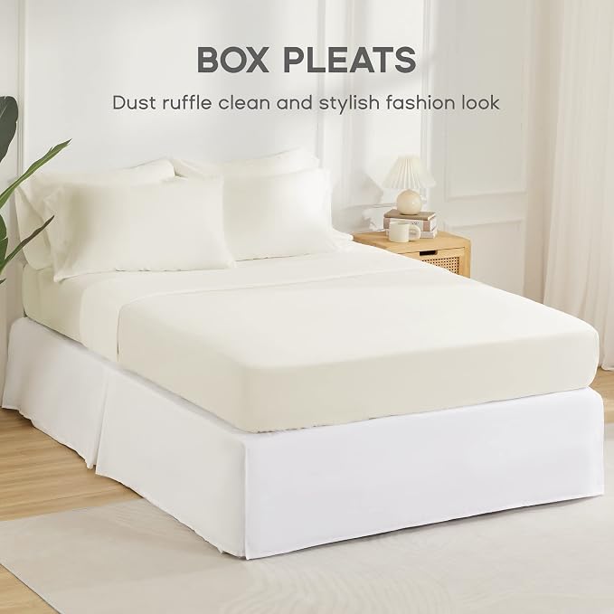 SONIVE Full Bed Skirt, Classic Tailored Easy Fit Brushed Microfiber Skirts - Image 2