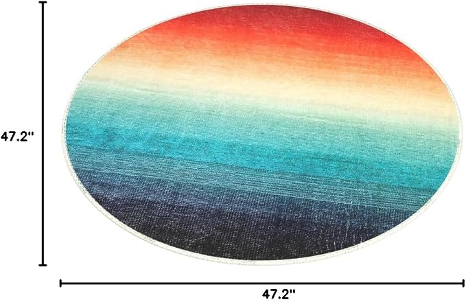 Wonnitar Modern Ombre Christmas Round Area Rug, 4ft Colorful Washable Living - Image 2