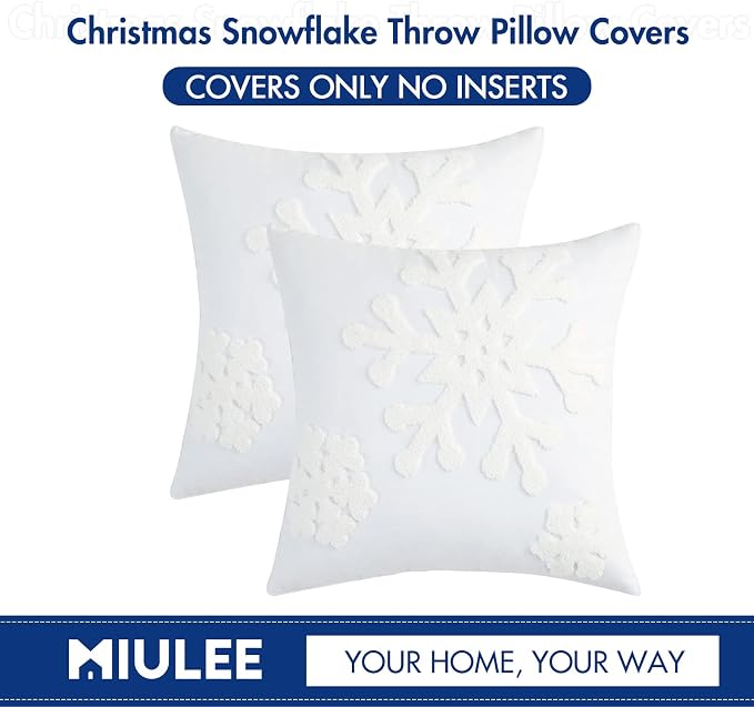MIULEE Pack of 2 Christmas Decorative Snowflake Throw Pillow Covers Canvas - Image 6