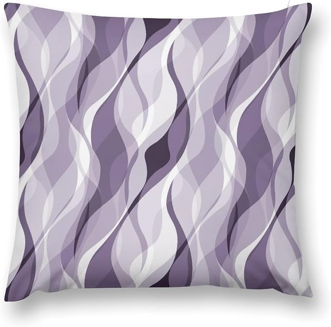 Lavender Throw Pillow Covers Modern Purple and Grey Striped Decorations by MYS+QiQi
