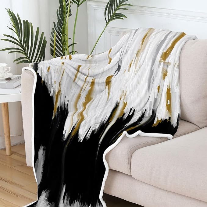 Abstract Ombre Throw Blankets, Modren Chic Art Oil Painting Cozy Warm Bed Couch - Image 4