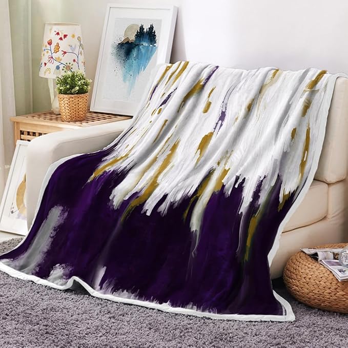 Abstract Ombre Throw Blankets, Modren Chic Art Oil Painting Cozy Warm Bed Couch by Uokiuki