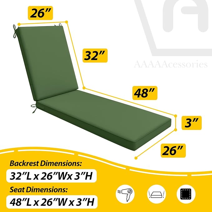 AAAAAcessories Outdoor Chaise Lounge Cushions, Waterproof, Fade-Resistant Patio - Image 5