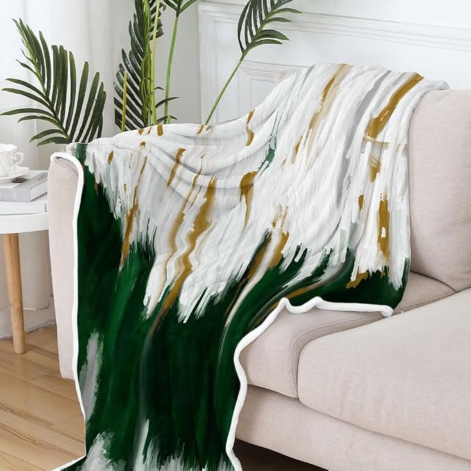 Abstract Ombre Throw Blankets, Modren Chic Art Oil Painting Cozy Warm Bed Couch - Image 3
