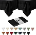 maxmill 2 Pack 60 x 84 Inch Black Faux Linen Textured Rectangle Tablecloth by maxmill