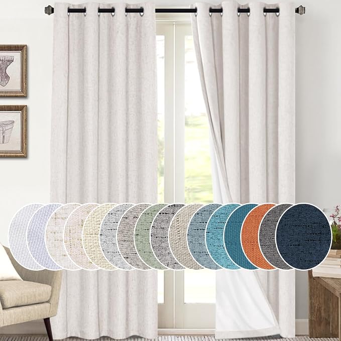 PrinceDeco Blackout Curtains 108 Inches Long Solid Thermal Insulated by PrinceDeco