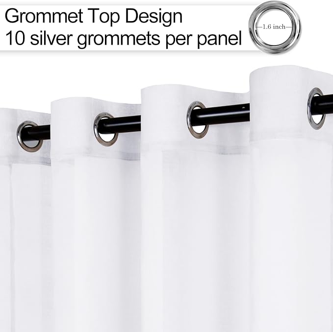 XWZO White Sheer Curtains for Bedroom, Light Filtering & Breathable Extra Wide - Image 2