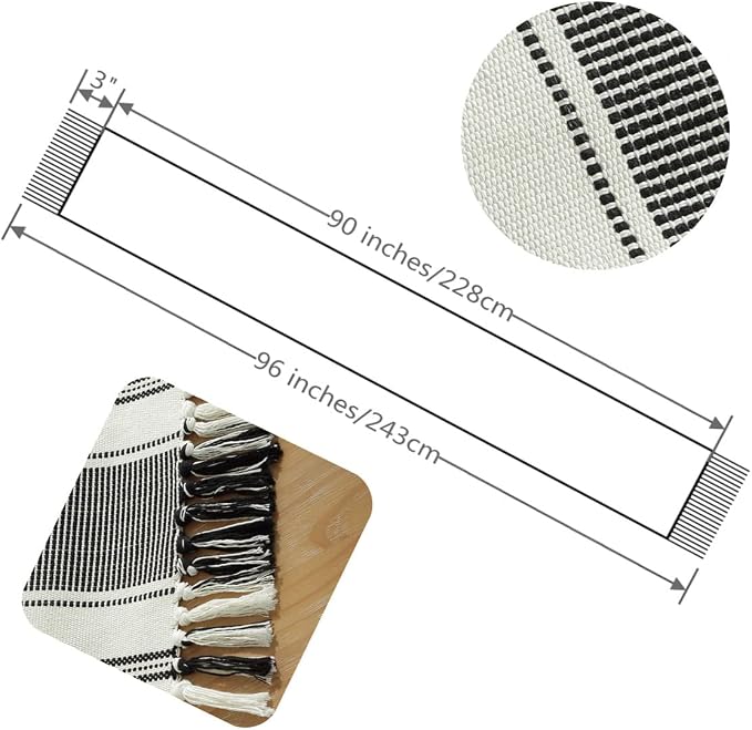 Caflife Boho Table Runner Balck and White - Image 4