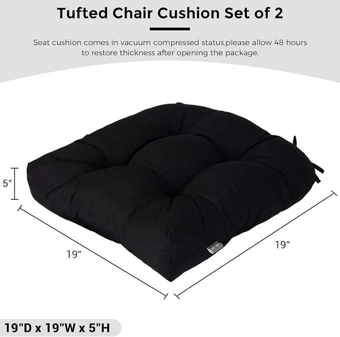 Outdoor Chair Cushions 19 x19 Inch, Water Resistant Tufted Seat Cushions 19" - Image 3