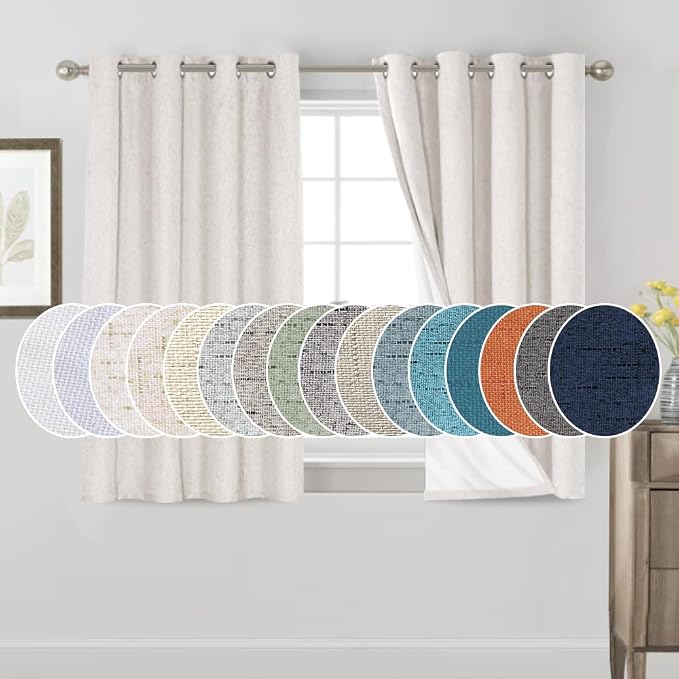 PrinceDeco Ivory 100% Blackout Curtains 54" Long Blackout Curtains by PrinceDeco