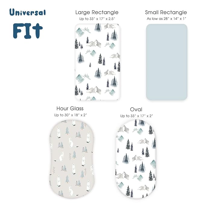GRSSDER Stretchy Ultra Soft Fitted Bassinet Sheet Set 3 Pack, Universal Fit - Image 7