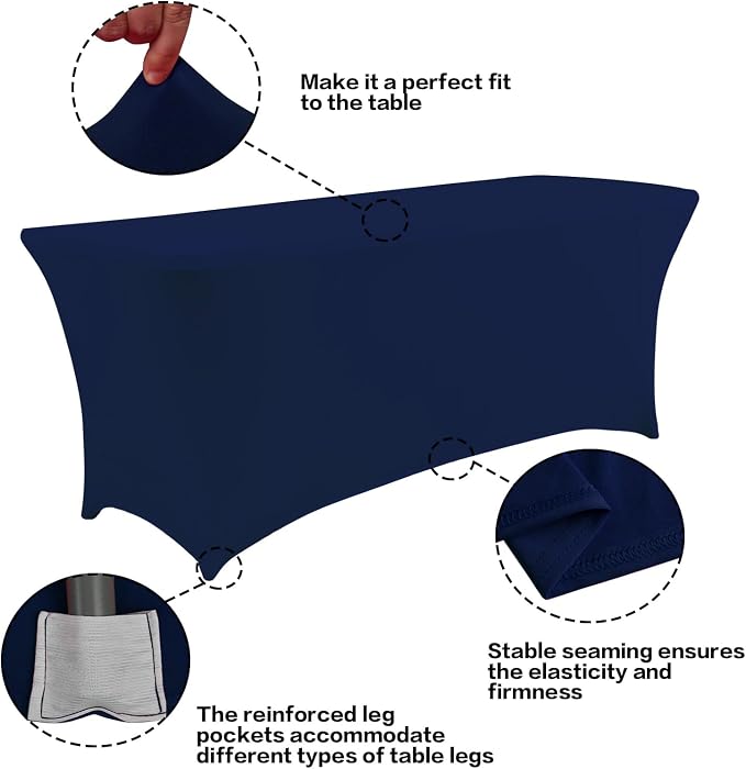 IVAPUPU 6FT Table Cloth for Rectangular Fitted Events Stretch Jean Blue Table - Image 2