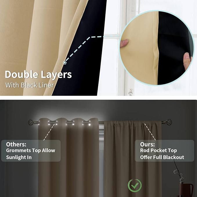 BGment Blackout Curtains for Living Room 84 Inch Length 2 Panels Set, Narrow - Image 7