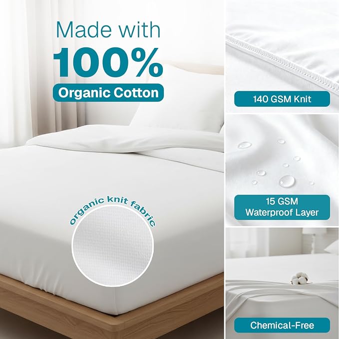 Fabdreams Organic Twin XL Size Waterproof Mattress Protector, Temperature - Image 3