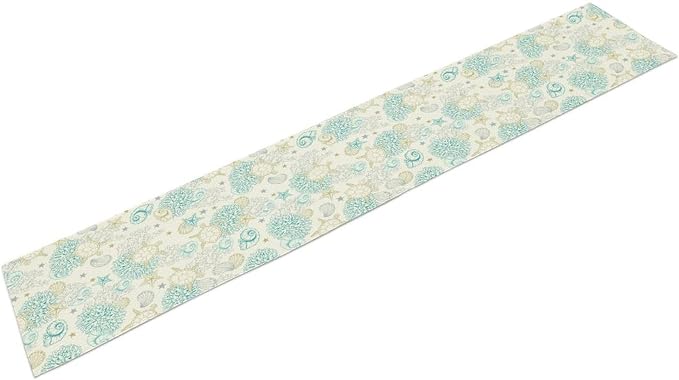 Ocean Coastal Table Runner, Nautical Summer Beach Coral Sea Turtle Table Runner - Image 8