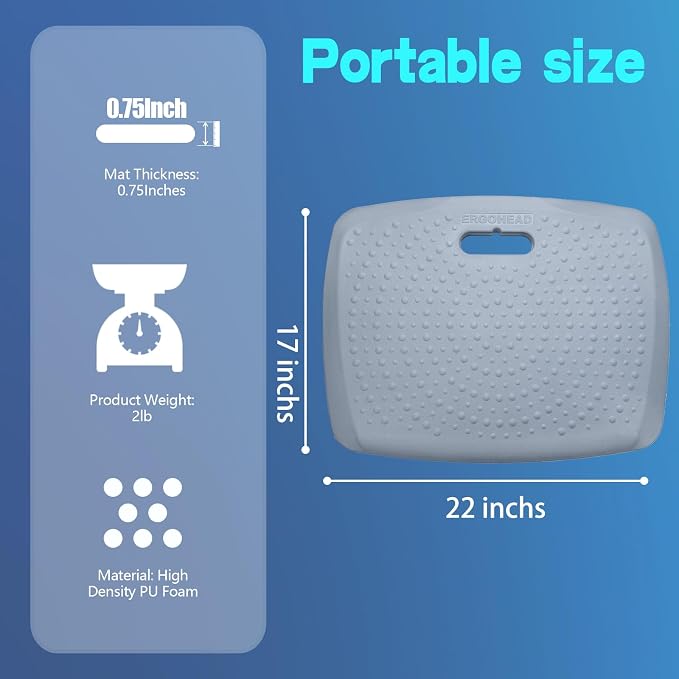 3/4 inch Anti Fatigue Standing Desk Mat, Portable Small Standing Pad - Image 4