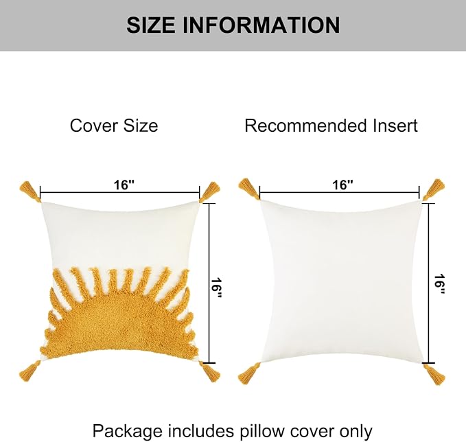 Adabana Boho Throw Pillow Covers 16x16, Decorative Tufted Pillows Cover - Image 6