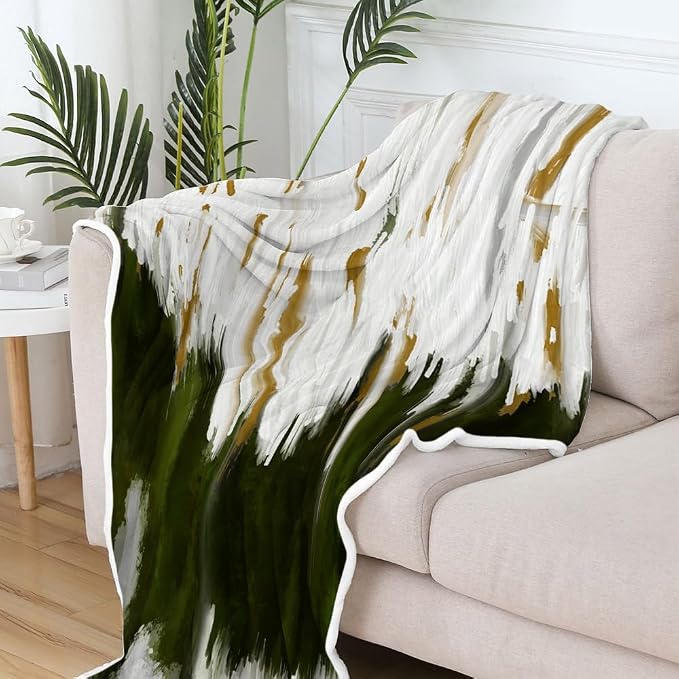 Abstract Ombre Throw Blankets, Modren Chic Art Oil Painting Cozy Warm Bed Couch - Image 4