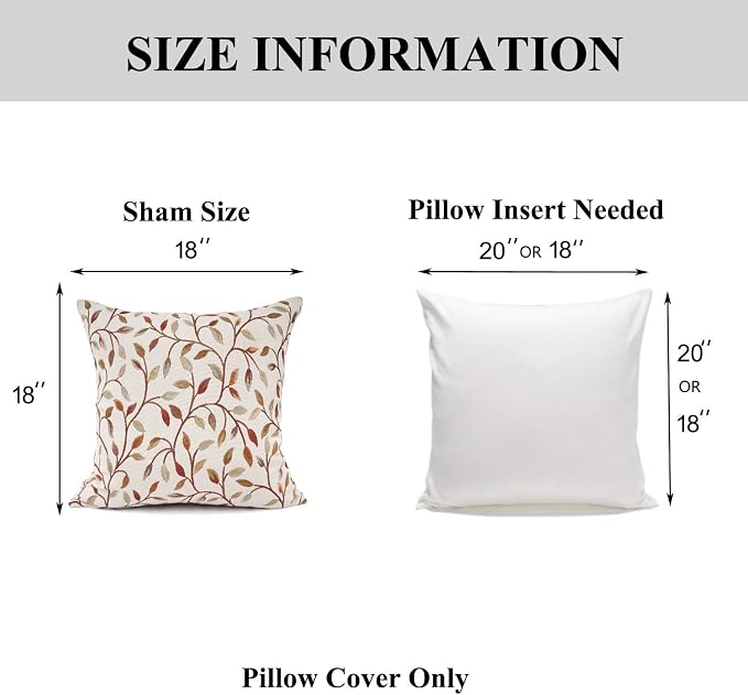 YOUR SMILE Classical Embroidery Jacquard Beige Leaf Pattern Square Decorative - Image 6