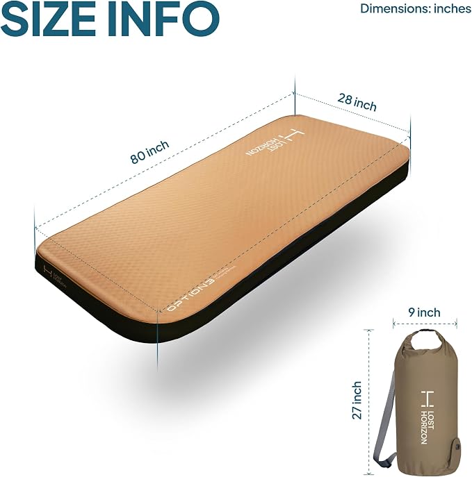 LOSTHORIZON Air & Foam Camping Mattress, Self-Inflating Sleeping Pad, 4.5" Thick - Image 6