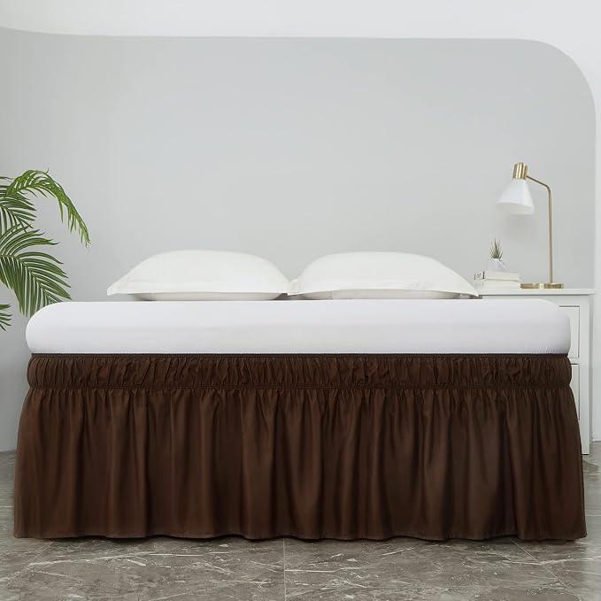 MEILA Wrap Around Bed Skirt Three Fabric Sides Elastic Dust Ruffled 14 Inch - Image 2