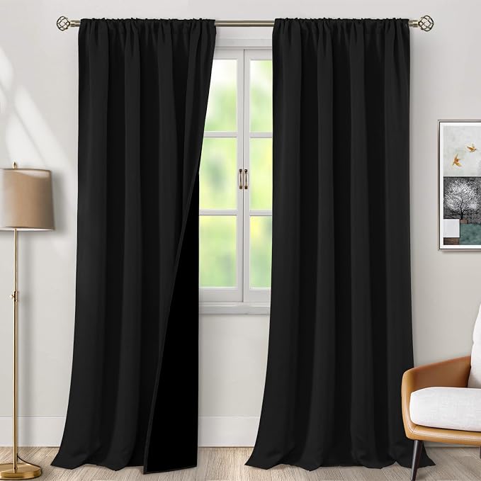 BGment Black Blackout Curtains for Living Room 108 Inch Long, Extra Long by BGment