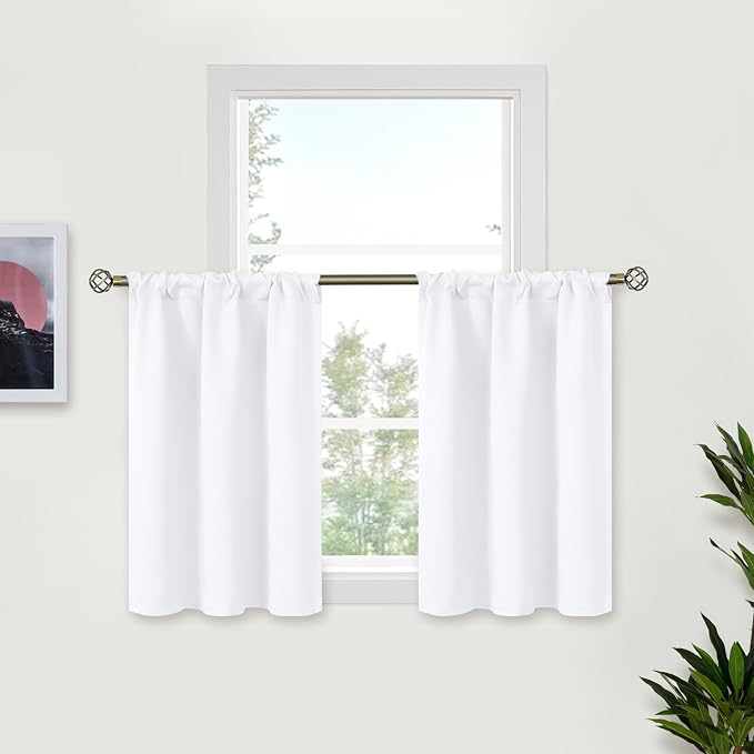 BGment White Curtains 30 Inches Length Half Window by BGment
