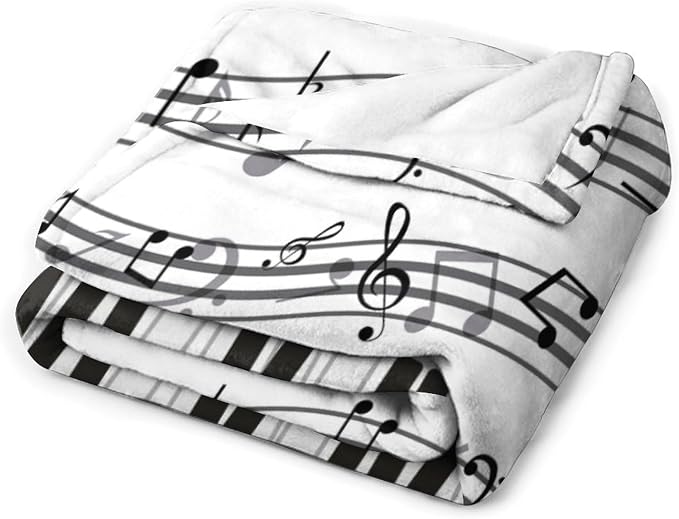 Music Blanket Black White Piano Keys Music Note Modern Abstract Art Print Soft - Image 2