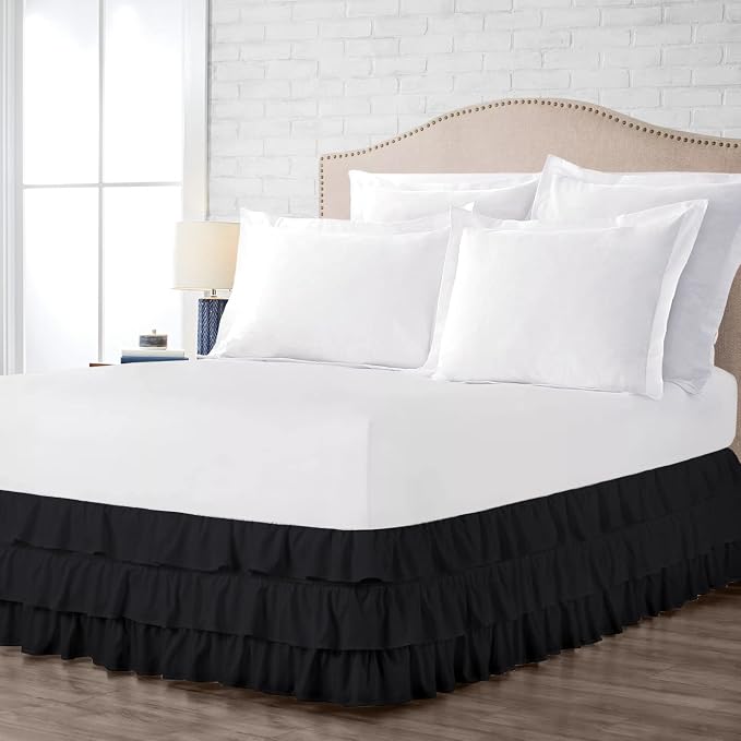 Multi-Ruffle Bed Skirt, Soft Multi Ruffle Bed Skirt Elastic Dust Ruffles by Unknown