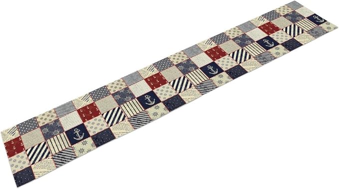 Navigation Striped Patchwork Plaid Table Runner Anchor Compass Polka Dot Table - Image 7