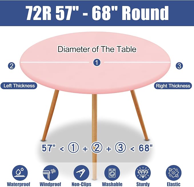 Round Spandex Tablecloth, Elastic Fitted Waterproof Tablecloths - Image 8